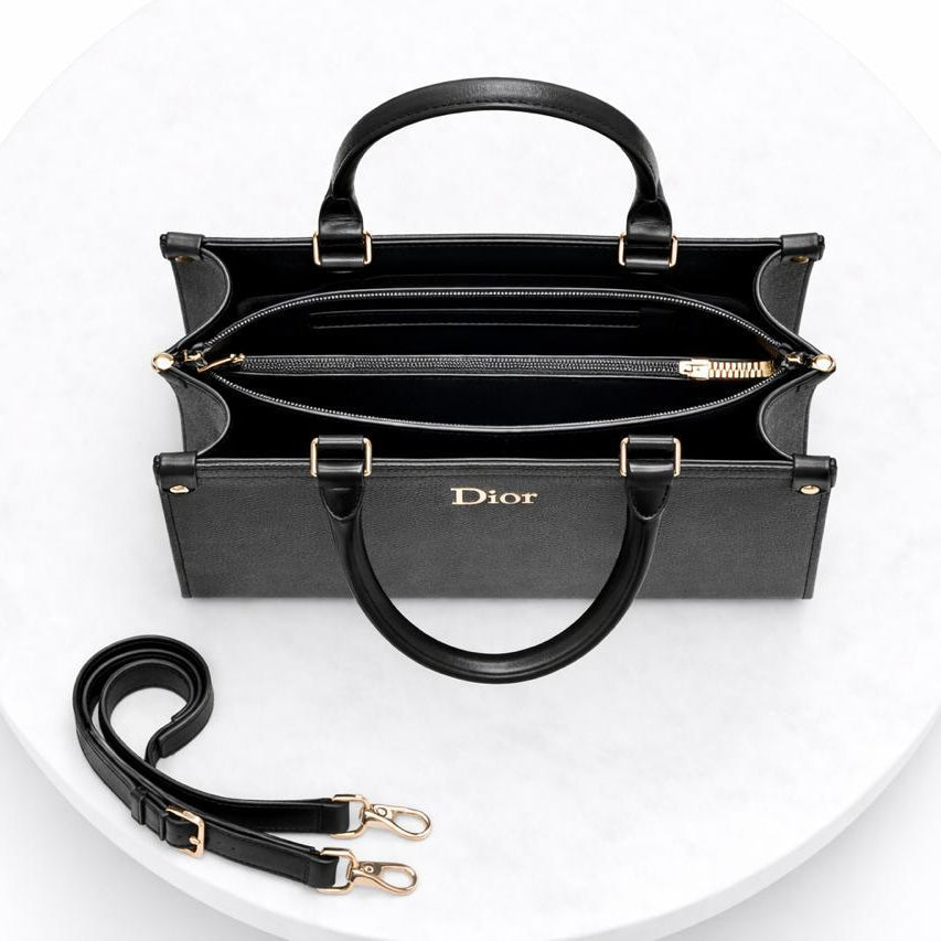 Dior Style Luxury Women’s Textured Leather Handbag – Elegant Black Office & Party Tote