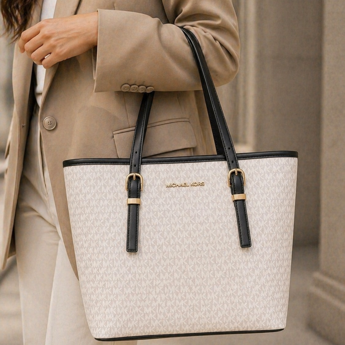 Elegant MK Monogram Large Shoulder Bag for Women - Office & Casual Wear