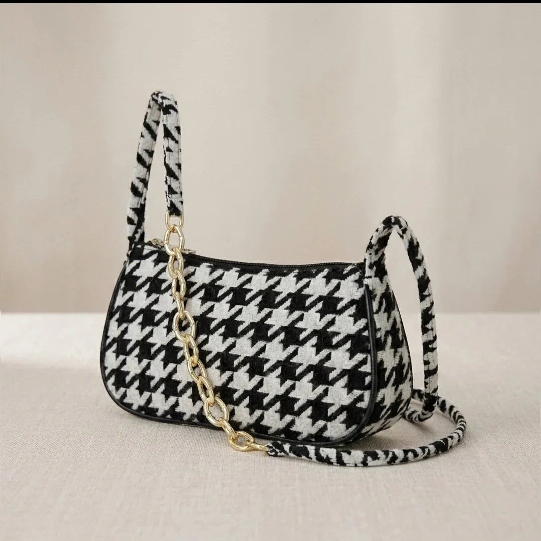 Classic Black & White Houndstooth Bag