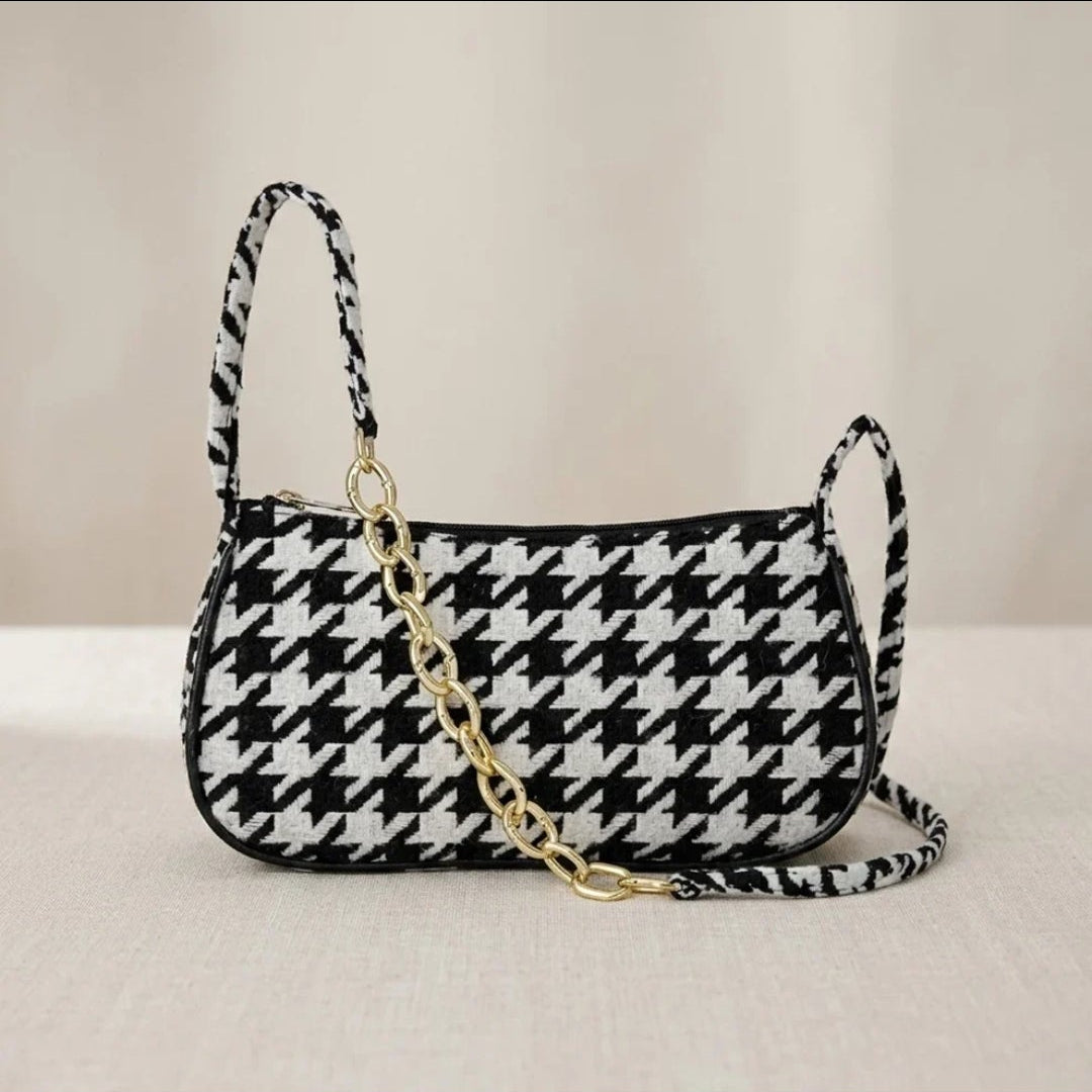 Classic Black & White Houndstooth Bag