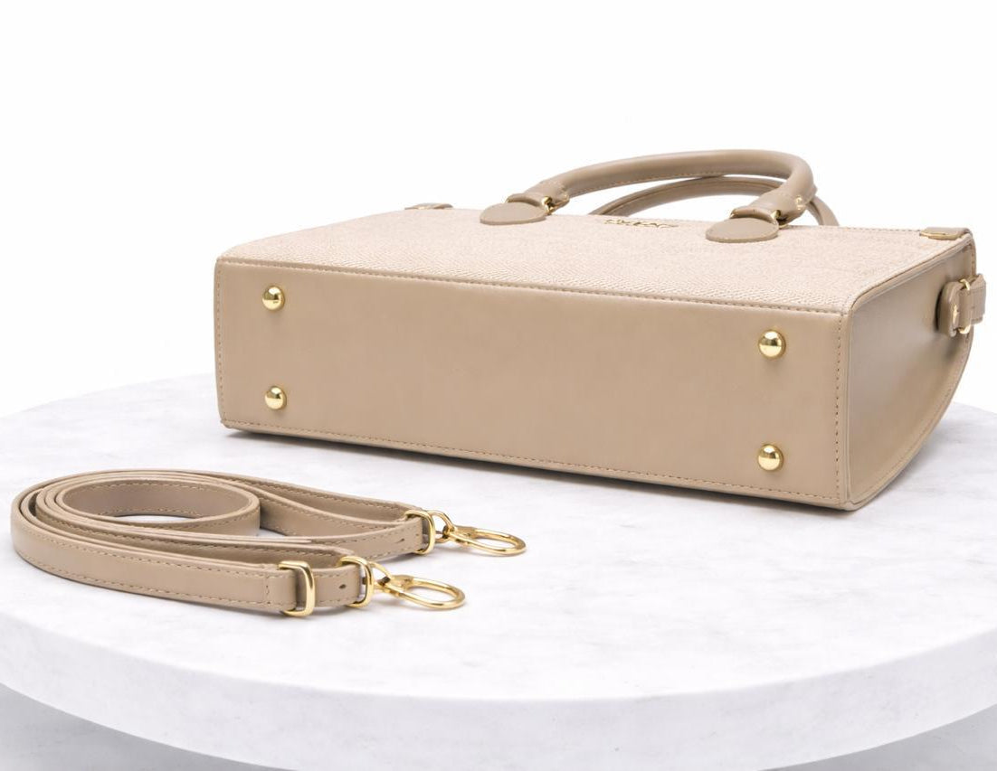 Dior Style Luxury Women’s Textured Leather Handbag – Elegant Beige handbag with gold accent Office & Party Tote
