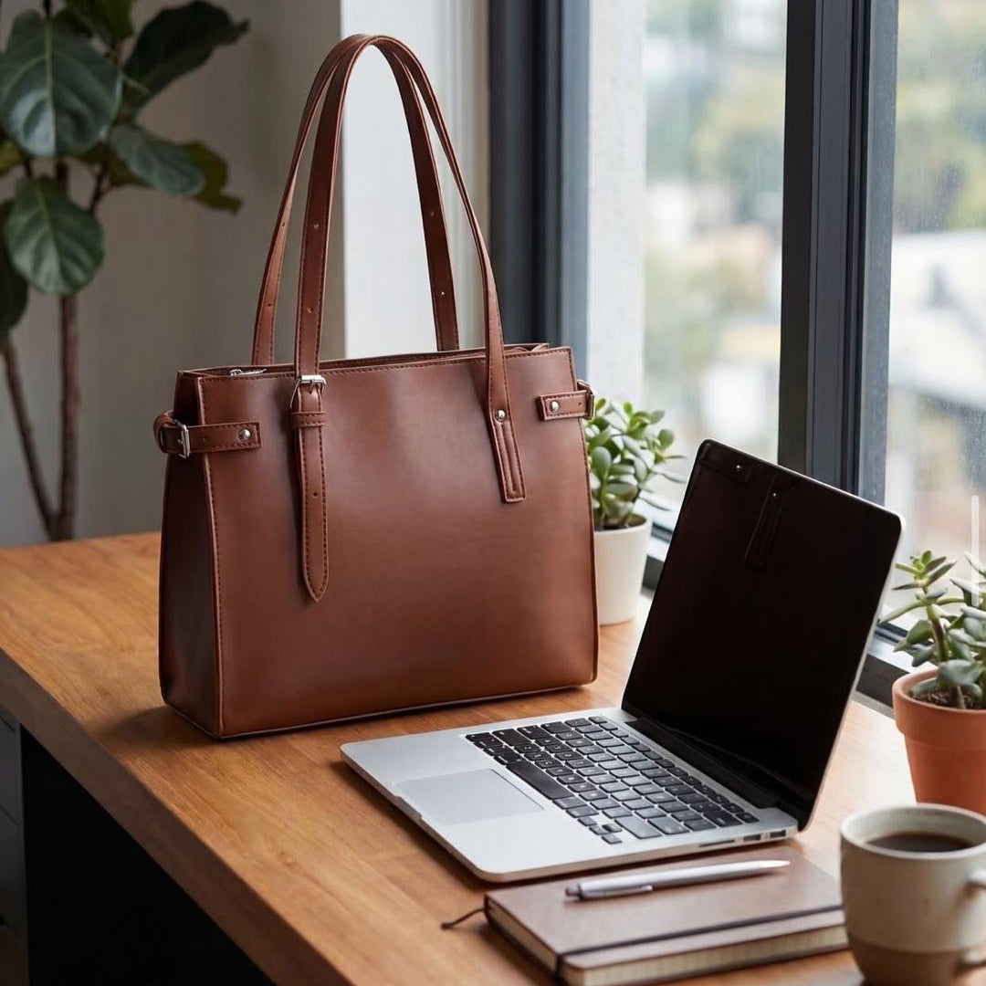 Brown satchel tote bag