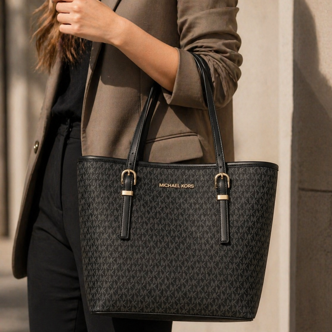 Elegant MK Monogram Large Shoulder Bag for Women - Office & Casual Wear